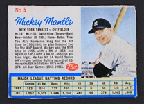 1962 Mickey Mantle NY Yankees Post Cereal Card 