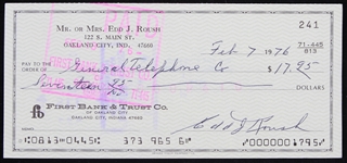 1976 Edd Rosuh Cincinnati Reds Signed Check (JSA)