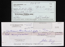 1991-95 Johnny Vander Meer Cincinnati Reds Signed Checks - Lot of 2 (JSA)