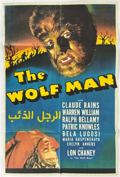 1941 The Wolf Man Featuring Lon Chaney 27x42 Arabic Poster 