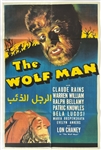 1941 The Wolf Man Featuring Lon Chaney 27x42 Arabic Poster 