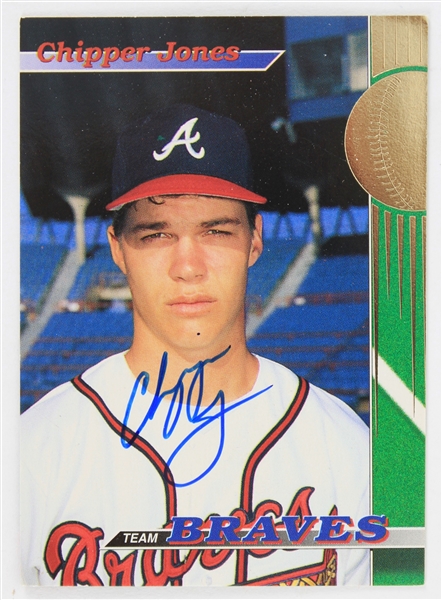 1993 Chipper Jones Atlanta Braves Signed Topps Stadium Club Team Braves Rookie Baseball Trading Card (JSA)