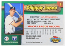 1993 Chipper Jones Atlanta Braves Signed Topps Stadium Club Team Braves Rookie Baseball Trading Card (JSA)