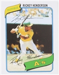 2010s Rickey Henderson Oakland Athletics Signed 11" x 14" Rookie Topps Trading Card Blowup (JSA)