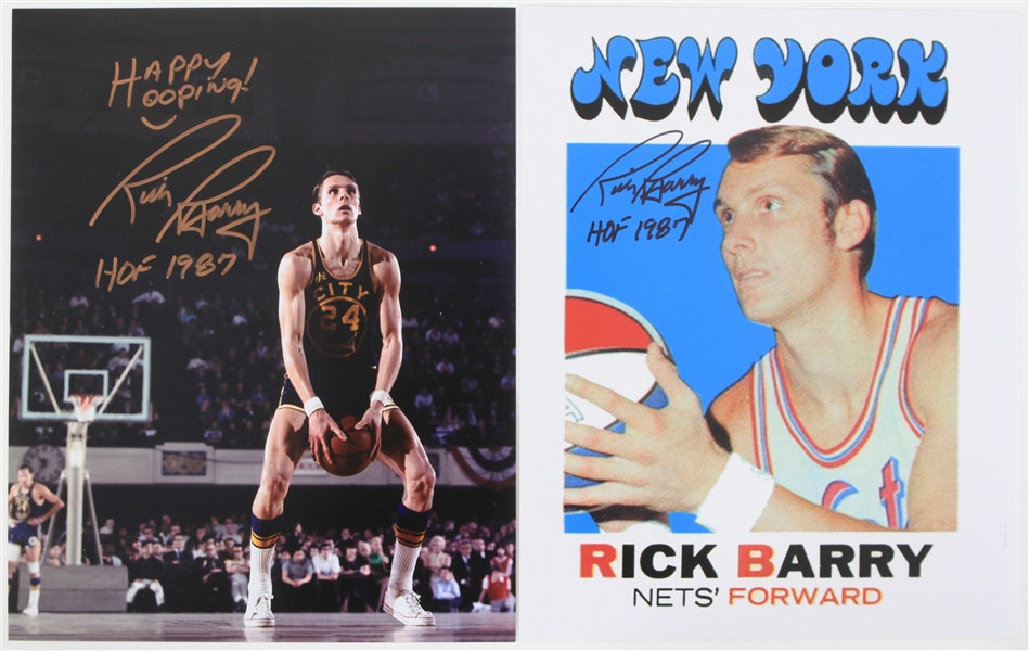 2010s Rick Barry Golden State Warriors Signed 8" x 10" Photos - Lot of 2 (JSA)