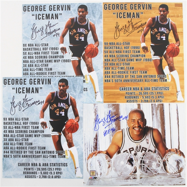 2010s George Gervin San Antonio Spurs Signed 8" x 10" Photos - Lot of 4 (JSA)