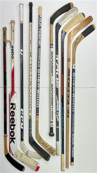 1990s-2000s Game Used Signed Hockey Stick Collection - Lot of 10 (JSA)