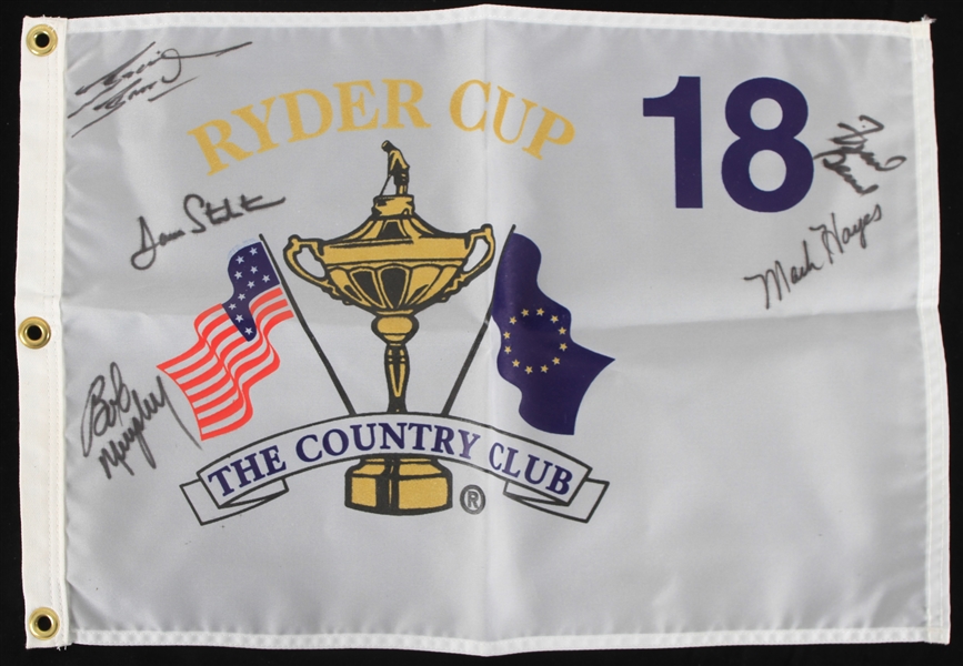 1970s Bob Murphy, Frank Beard, Mark Hayes Signed 13.5 x 20 Ryder Cup Flag (JSA)
