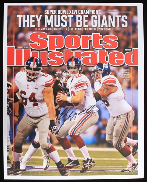 2012 Eli Manning New York Giants Signed 11" x 14" Sports Illustrated Cover Blow Up (JSA)