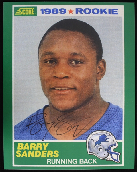 2010s Barry Sanders Detroit Lions Signed 11" x 14" Score Rookie Football Trading Card Blow Up (JSA) 