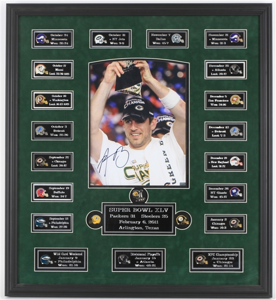 2011 Aaron Rodgers Green Bay Packers Signed 29" x 33" Framed Super Bowl XLV Champions Display (JSA)