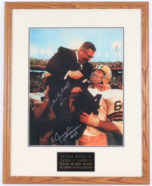 1990s Forrest Gregg Jerry Kramer Green Bay Packers Signed 24" x 30" Framed Super Bowl II Photo (JSA)