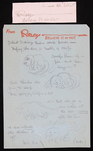 1940s Robert Ripley Ripleys Believe It Or Not Signed Cut & Illustrated Page (JSA)