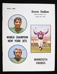 1969 New York Jets Minnesota Vikings Preseason Game Program