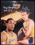 1960-1972 Elgin Baylor and Jerry West Los Angeles Lakers Autographed 11x14 Colored Photo "Beckett"