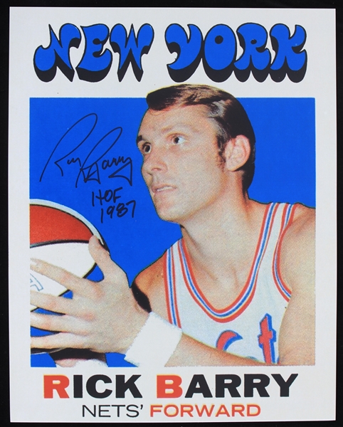 1970-1972 Rick Barry New York Nets Autographed 11x14 Colored Photo (JSA)