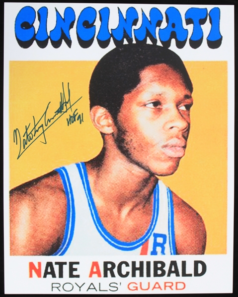 1970-1972 Nate "Tiny" Archibald Cincinnati Royals Autographed 11x14 Colored Photo (JSA)