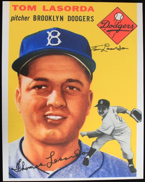 1954-1955 Tommy Lasorda Brooklyn Dodgers Autographed 11x14 Colored Photo (JSA)