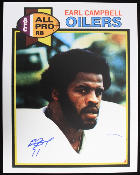 1978-1984 Earl Campbell Houston Oilers Autographed 11x14 Colored Photo (JSA)