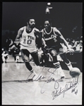 1972-1976 Walt Frazier New York Knicks and Nate Archibald Kansas City Kings Autographed 11x14 B&W Photo (JSA)