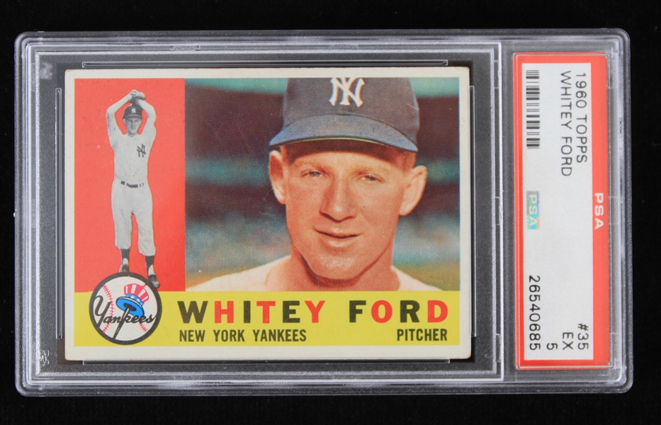 1960 Whitey Ford New York Yankees Topps #35 Baseball Trading Card (PSA EX 5)