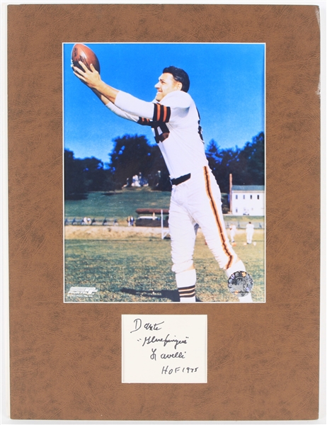 2000s Dante Lavelli Cleveland Browns 12" x 16" Matted Display w/ Photo & Signed Cut (JSA)