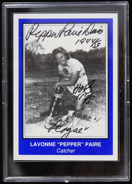 1990s Lavonne "Pepper" Paire All American Girls Professional Baseball League Signed Trading Card (JSA)