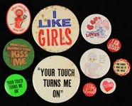 1960s-80s Romantic Pinback Button Collection - Lot of 11