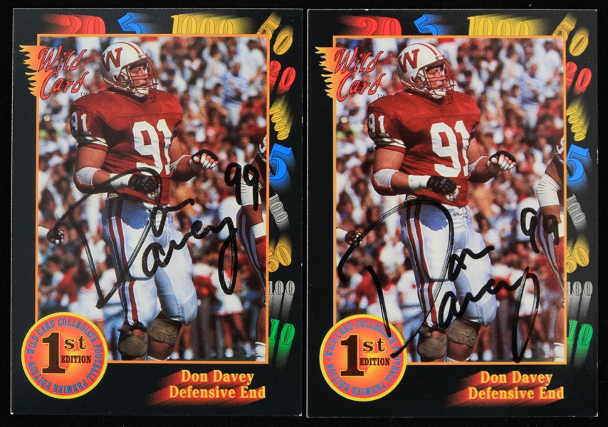 1991 Don Davey University of Wisconsin Autographed Wild Card Trading Cards (Lot of 2)(JSA)