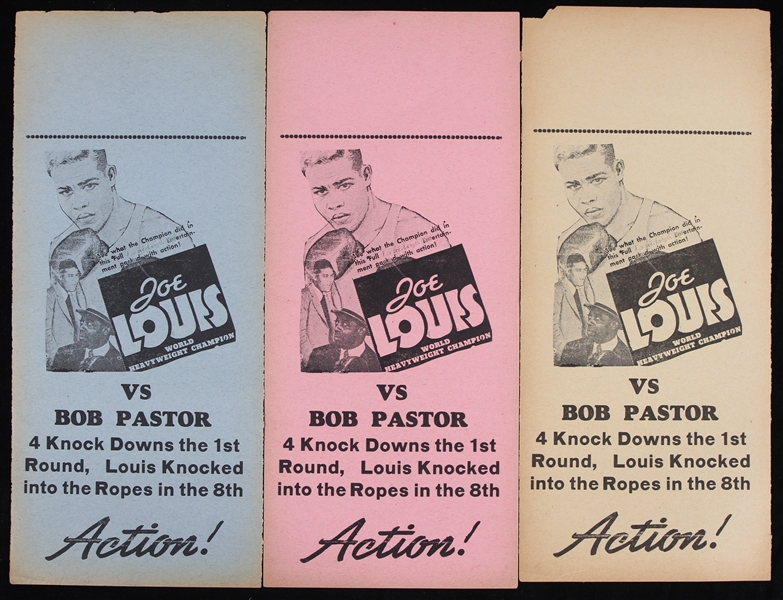 1939 Joe Louis vs Bob Pastor Results Newspaper Flyers (Lot of 3)