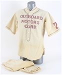1940s Outboard Motors Corp Evinrude Lockwood Game Worn Burghardt Flannel Baseball Uniform w/ Jersey & Pants (MEARS LOA)