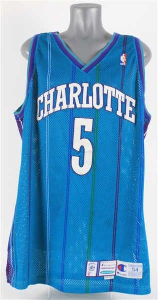 2001-02 Elden Campbell Charlotte Hornets Game Worn Road Jersey (MEARS LOA)