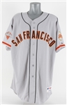 2013 Bruce Bochy San Francisco Giants Signed Game Worn Jackie Robinson Day Road Jersey (MEARS A10/JSA/MLB Hologram)