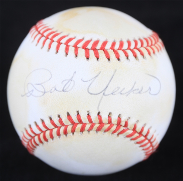 1984-1994 Bob Uecker Milwaukee Braves St. Louis Cardinals Signed OAL Brown Baseball (JSA)