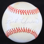 1984-1994 Bob Uecker Milwaukee Braves St. Louis Cardinals Signed OAL Brown Baseball (JSA)