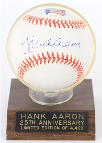 1994-1999 Hank Aaron Milwaukee Braves Atlanta Braves Milwaukee Brewers Signed 25th Anniversary ONL Coleman Ball (JSA)