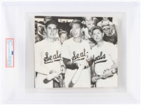 1956 Joe Vince Dom DiMaggio San Francisco Seals PCL Old Timers 6.75" x 7.75" Photo (PSA Type III Authentic)