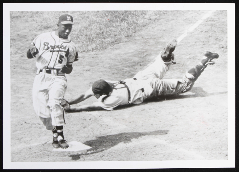 1954 Rookie #5 Hank Aaron Milwaukee Braves 5"x7" B&W Photo