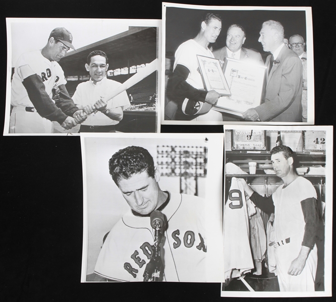 1950s-1960s Ted Williams Boston Redsox 6x9 B&W Photos (Lot of 4)