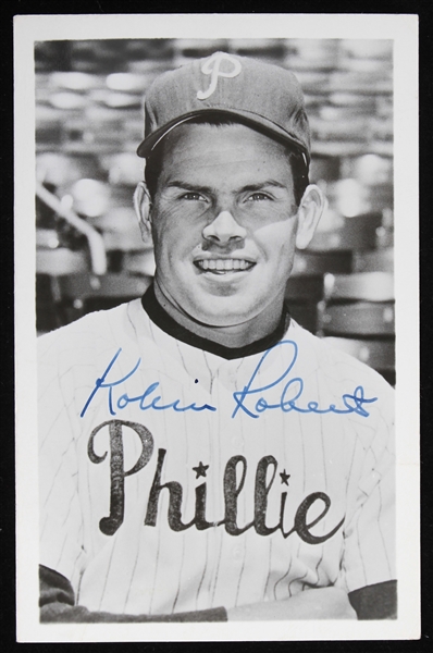 1948-1961 Robin Roberts (d.2010) Philadelphia Phillies Autographed 3x5 B&W Postcard (JSA)