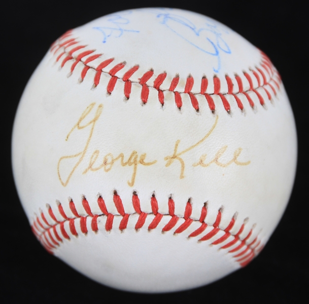 1990s George Kell Bob Uecker Dual Signed Baseball (JSA)