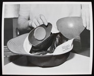 1940s-1960s 8x10 Black and White Early Baseball Protective Helmet Photo