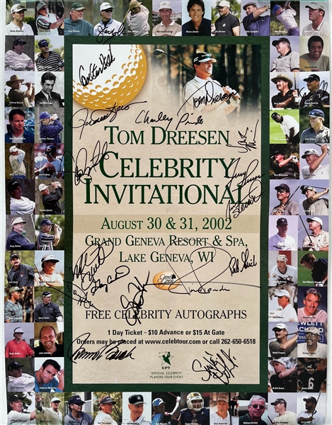 2000s Golf & Rock N Roll Signed Poster Collection - Lot of 4 w/ Tom Dreesen Celebrity Invitational, Woodstock, Pretenders & Bryan Adams (JSA)