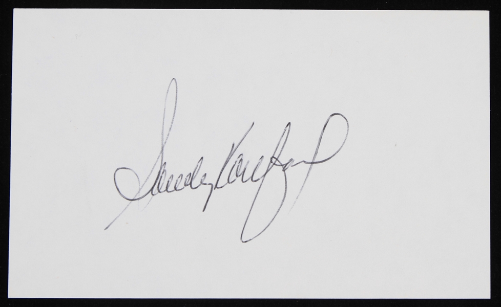 1955-1966 Sandy Koufax Los Angeles Dodgers Signed 3"x5" Index Card (JSA)