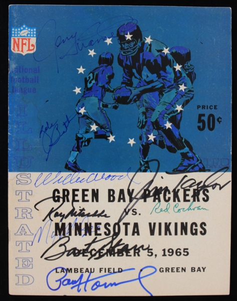 1965 Green Bay Packers Multi Signed Game Program w/ 9 Signatures Including Bart Starr, Ray Nitschke, Jim Taylor, Paul Hornung & More (JSA)