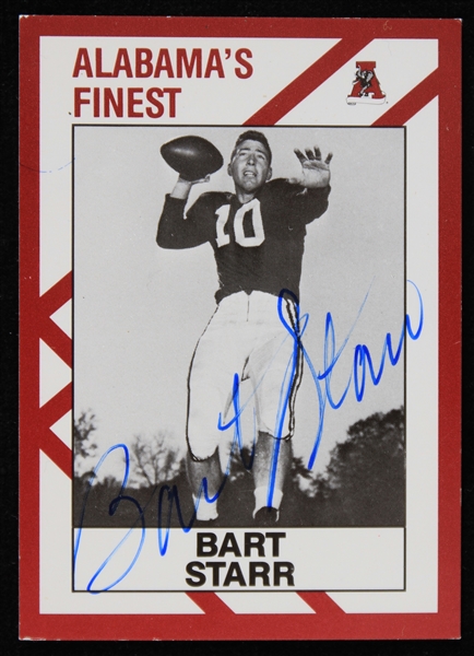 1990 Bart Starr Alabama Crimson Tide Signed Alabamas Finest Football Trading Card (JSA)