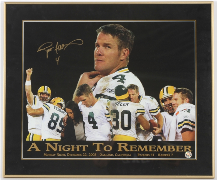 2003 Brett Favre Green Bay Packers Signed 20" x 24" Framed A Night To Remember Photo (Favre Hologram)