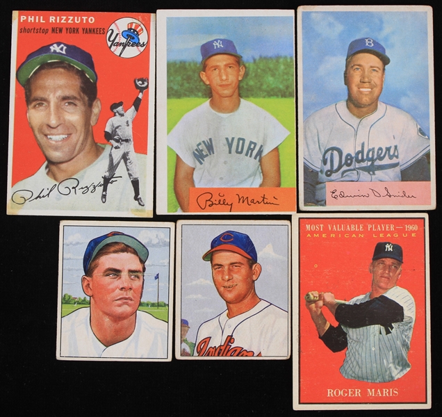 1950-1961 Phil Rizzuto and Roger Maris New York Yankees and more Bowman and Topps Trading Cards (Lot of 6)