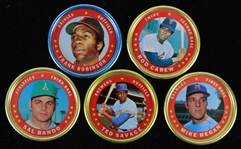 1970 Rod Carew Minnesota Twins Frank Robinson Baltimore Orioles and More Topps Trading Coins (Lot of 5)