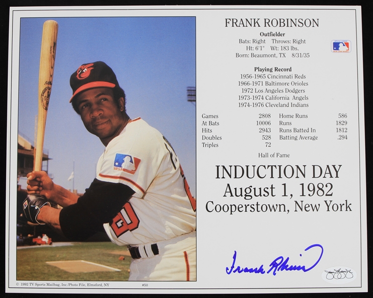 1990s Frank Robinson Hall of Fame Induction Autographed 8"x10" Color Photo *JSA*